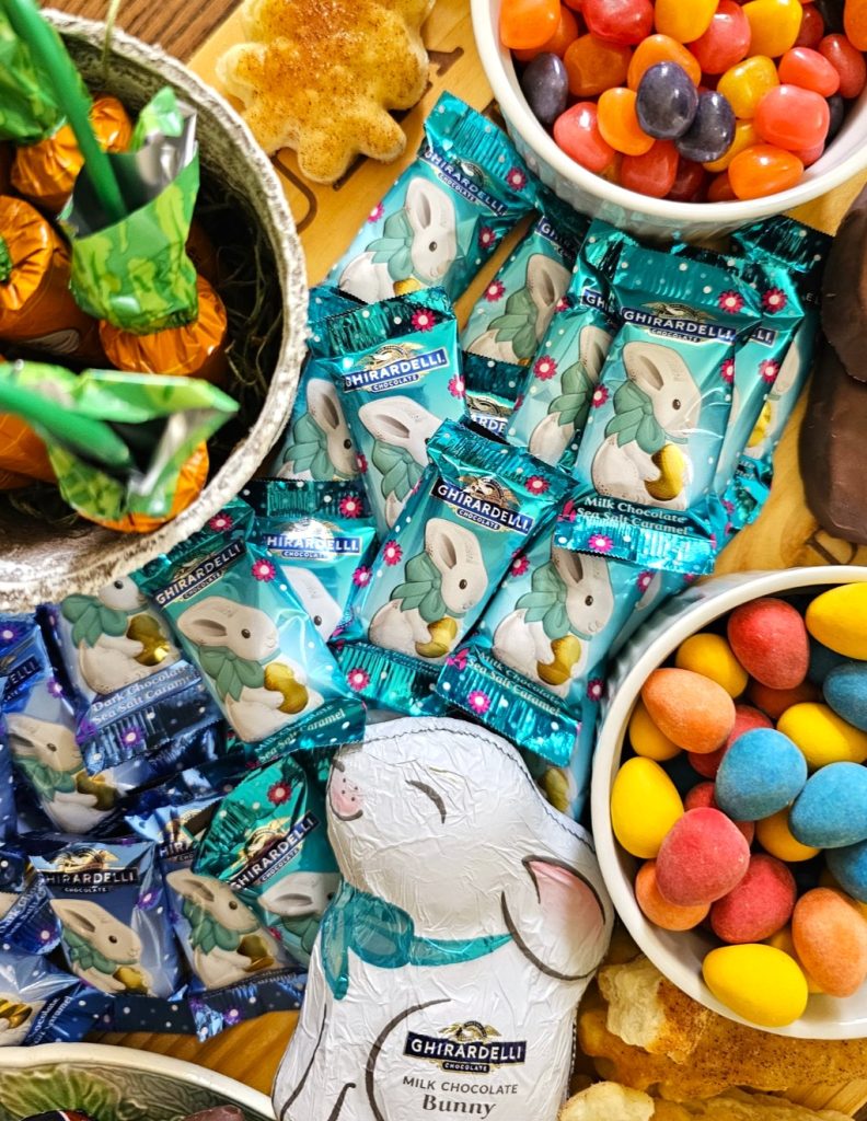 easter-candy-charcuterie-times-running-out-blue-foil-wrapped-candy