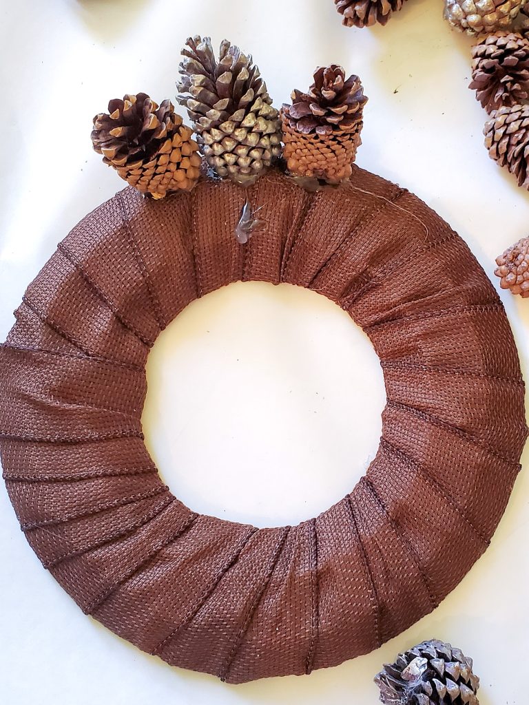 pinecone-wreath-diy-first-three-glued