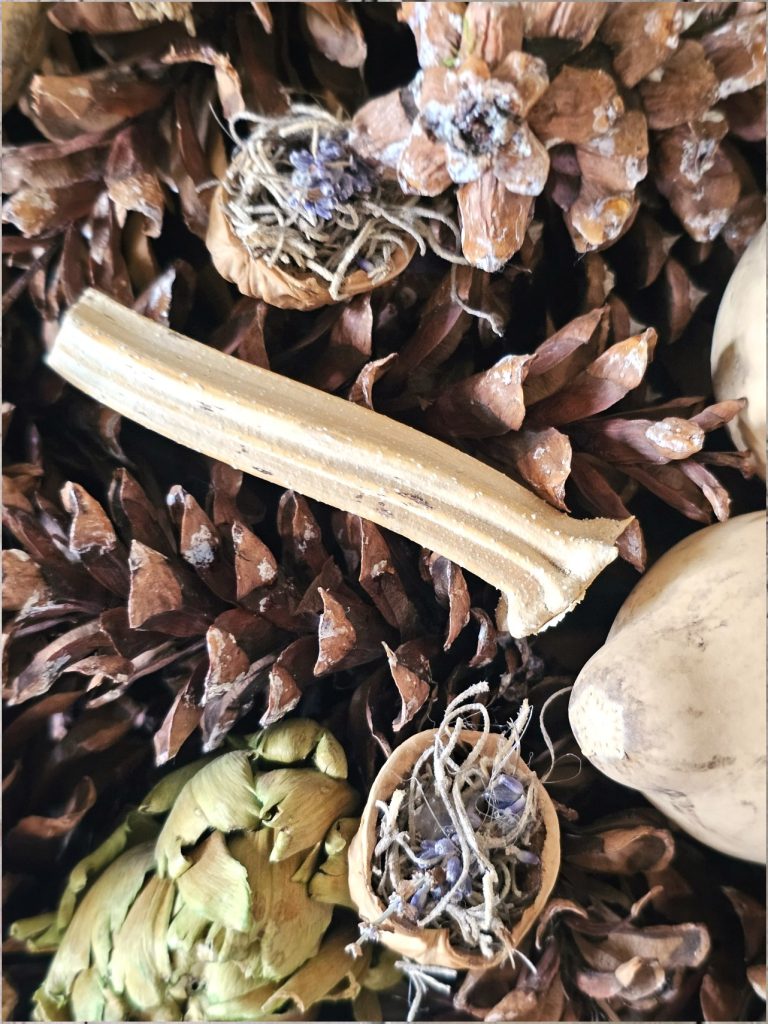 early-fall-decorating-ideas-for-a-cozy-home-now-pinecones-half-walnut-shells-spanish-moss-dried-lavender
