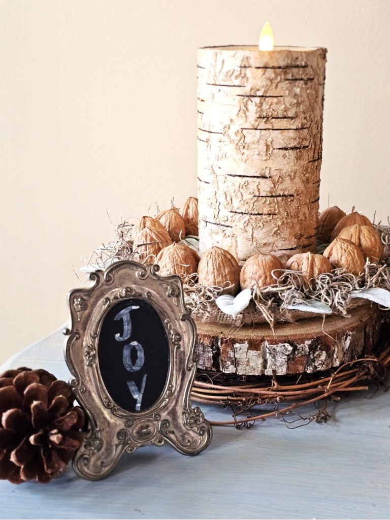 natural-christmas-decor-ideas-for-any-home-style-birch-bark-flameless-candle-walnut-grapevine-on-bark-slab