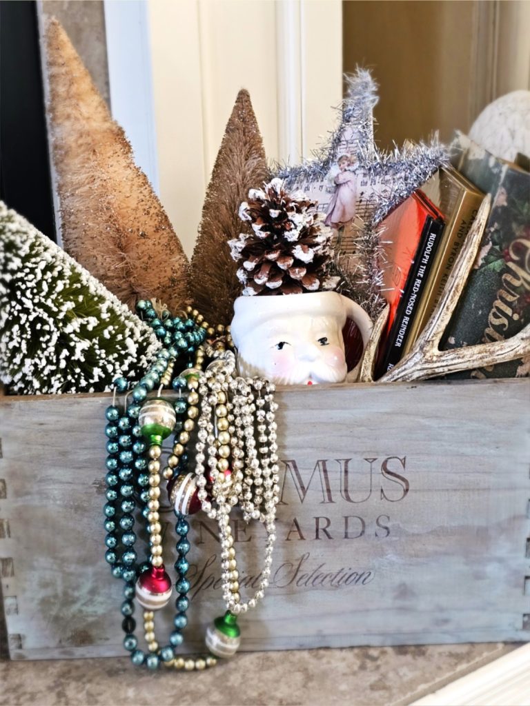 wood-crate-christmas-books-santa-mug-pinecone-beads-tan-trees