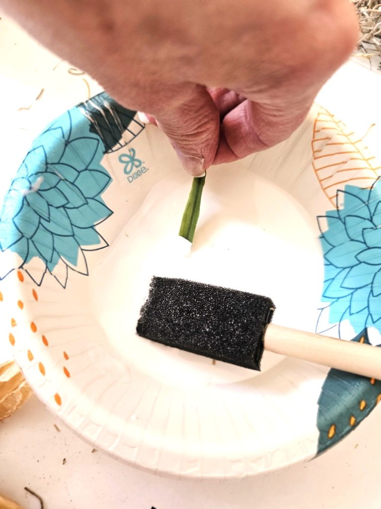 dipping-stem-into-glue